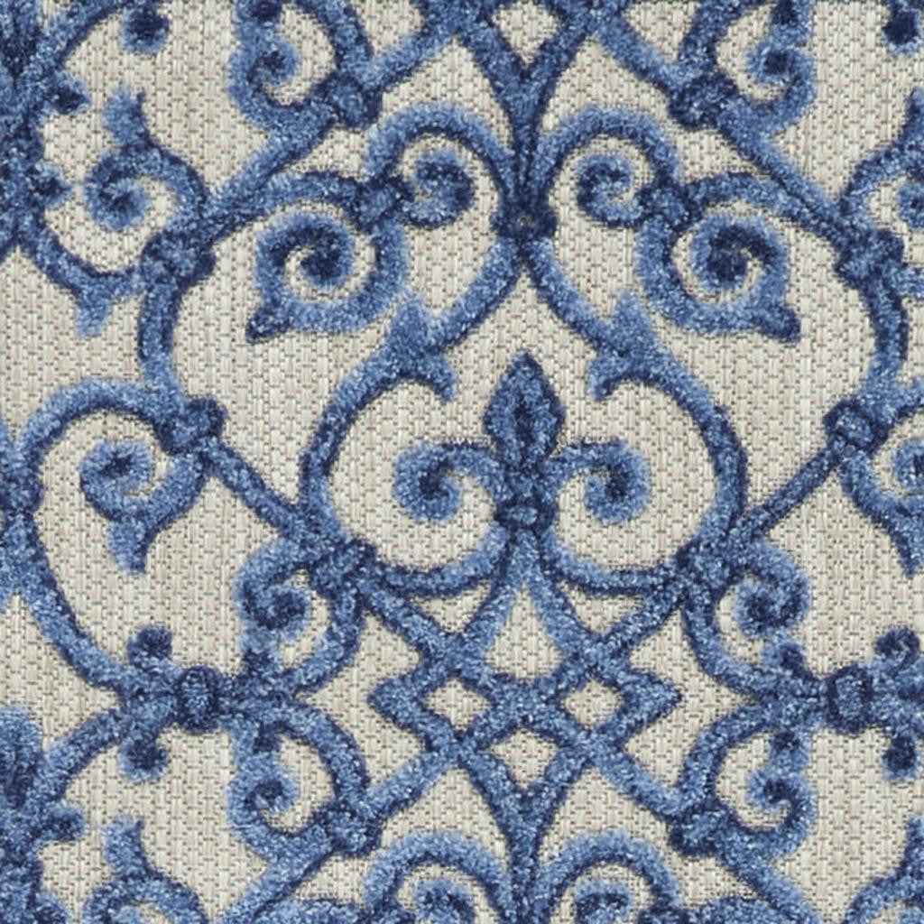 10' Blue And Gray Indoor Outdoor Area Rug