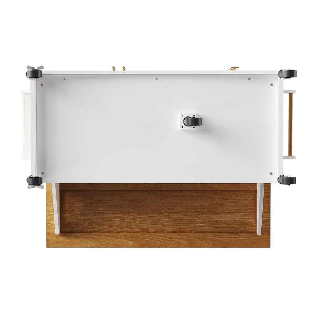 52" White Wood Rolling Kitchen Island