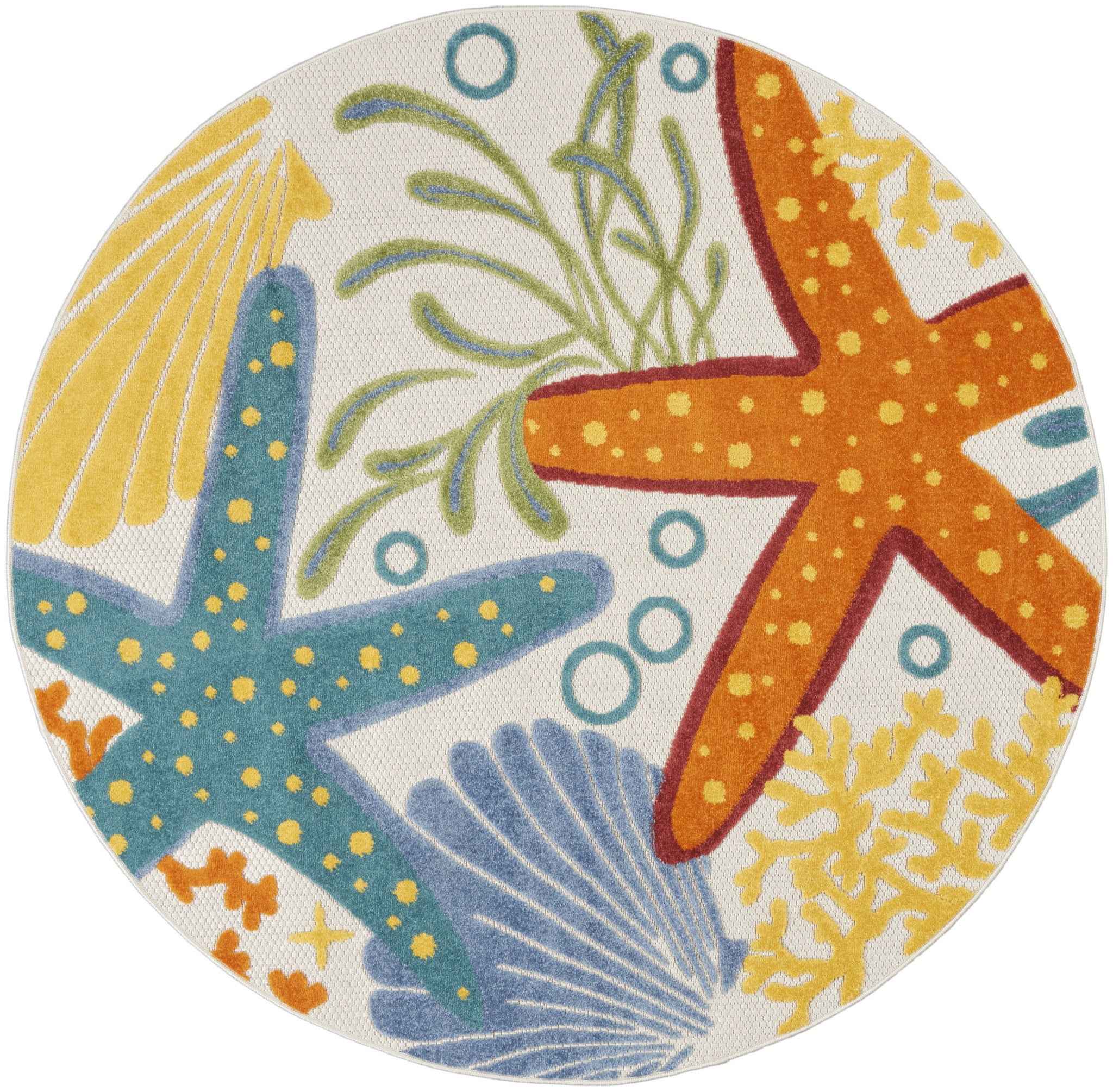 4' Yellow And Ivory Round Indoor Outdoor Area Rug