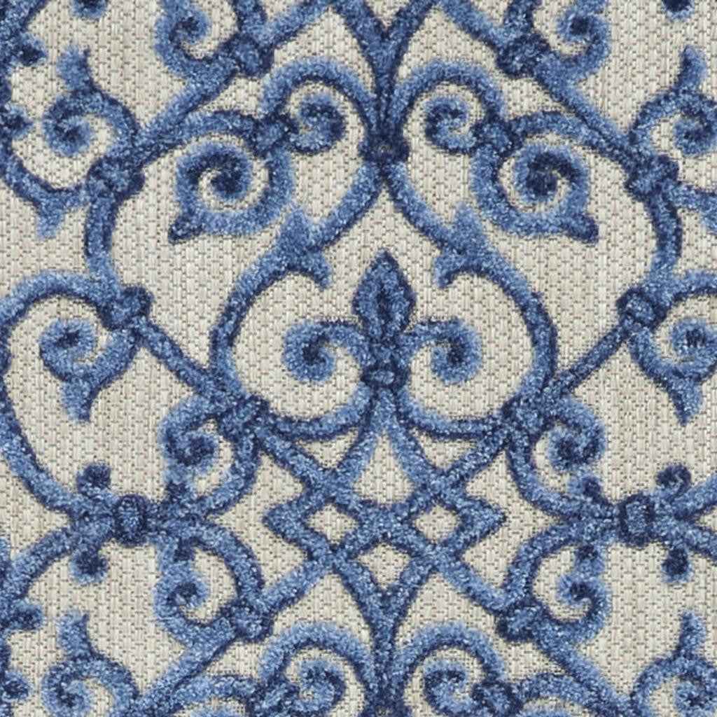 6' Blue And Gray Indoor Outdoor Area Rug