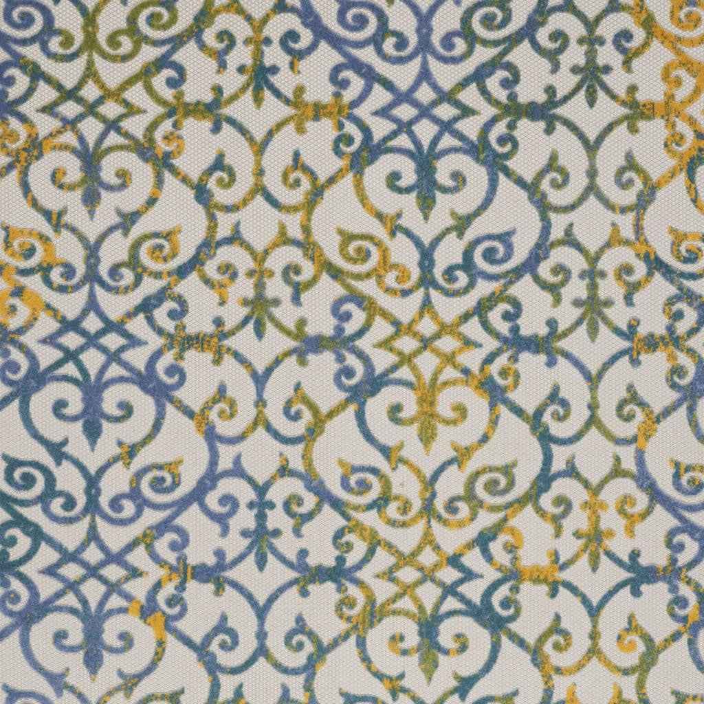 8' X 11' Ivory And Blue Indoor Outdoor Area Rug