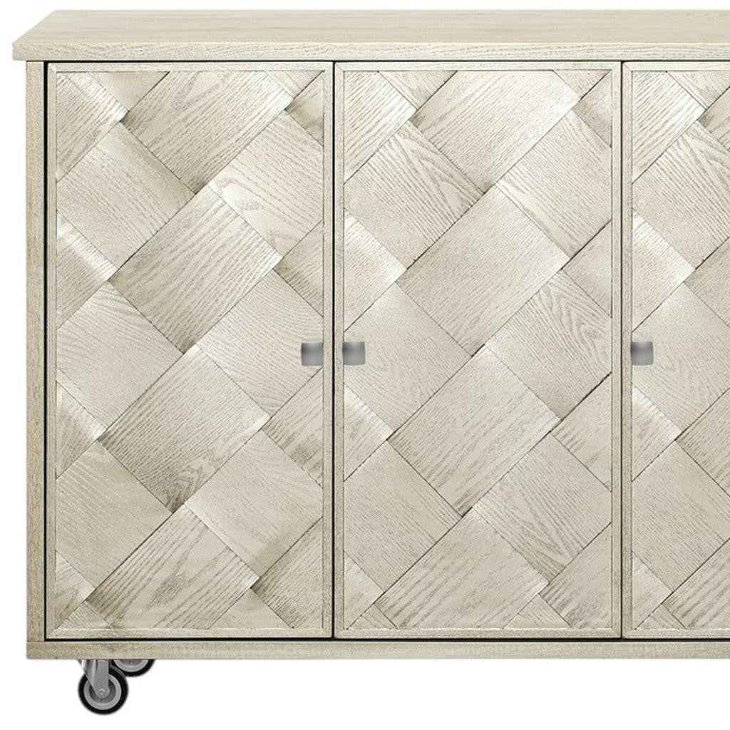 51" Champagne Wood Rolling Kitchen Island