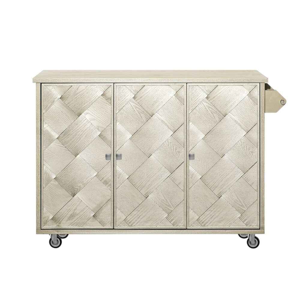 51" Champagne Wood Rolling Kitchen Island