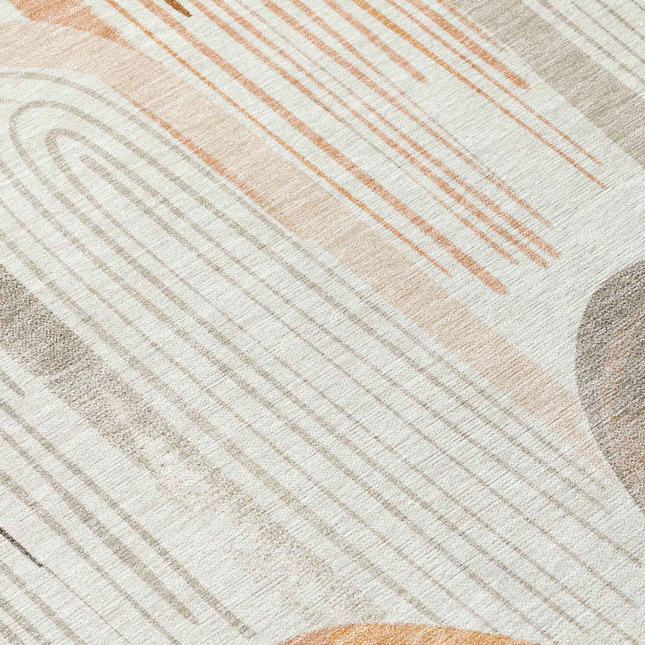 9' X 12' Ivory And Taupe Geometric Washable Indoor Outdoor Area Rug