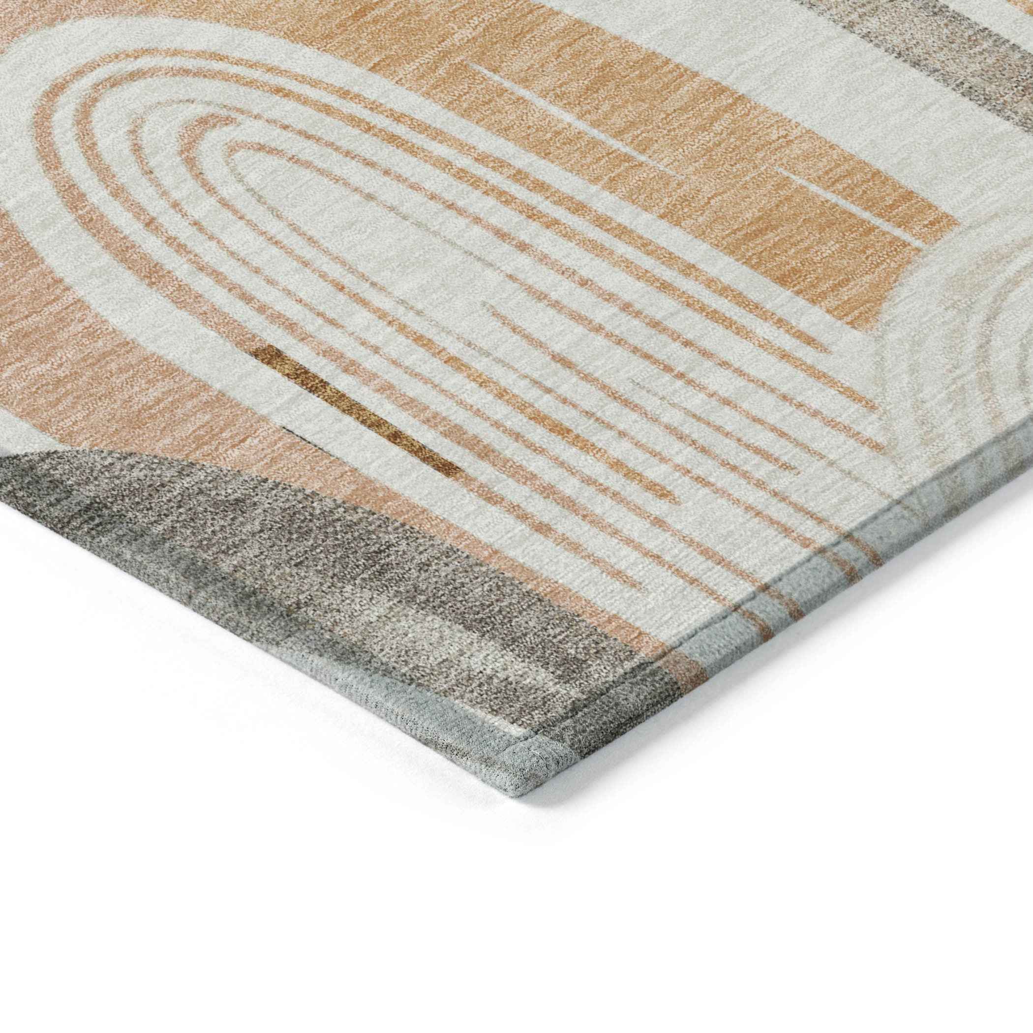 9' X 12' Ivory And Taupe Geometric Washable Indoor Outdoor Area Rug