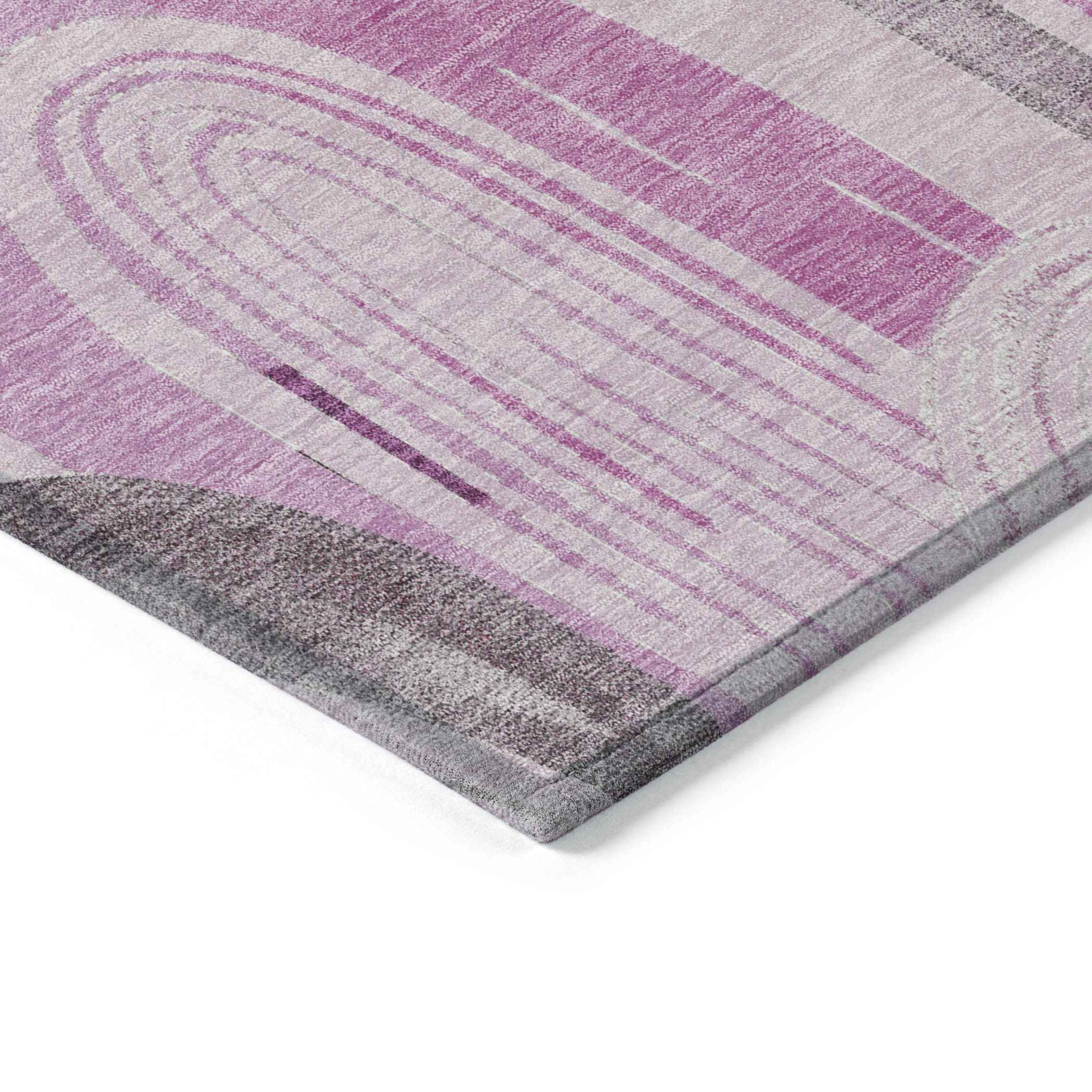 8' X 10' Pink And Lavender Geometric Washable Indoor Outdoor Area Rug