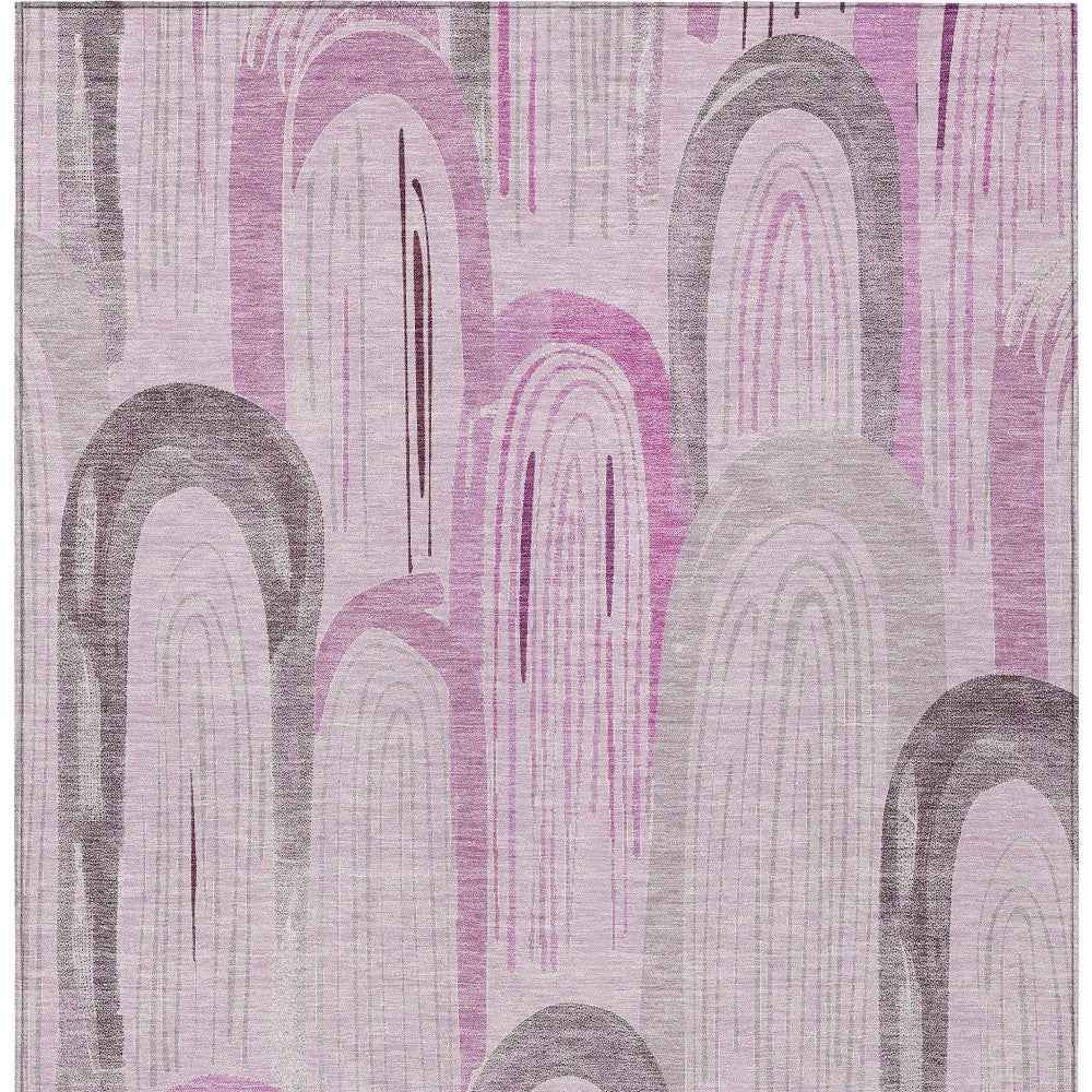 8' X 10' Pink And Lavender Geometric Washable Indoor Outdoor Area Rug
