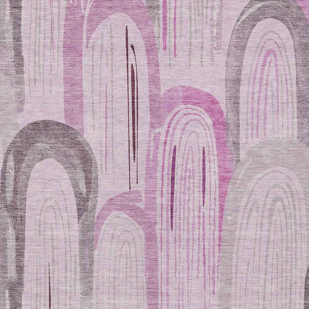 8' X 10' Pink And Lavender Geometric Washable Indoor Outdoor Area Rug