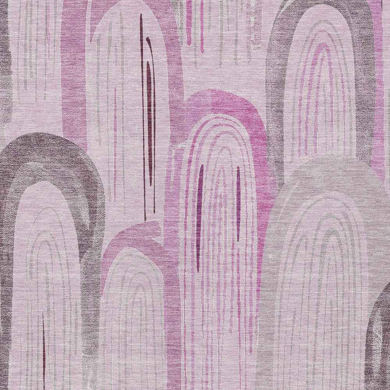 3' X 5' Pink And Lavender Geometric Washable Indoor Outdoor Area Rug