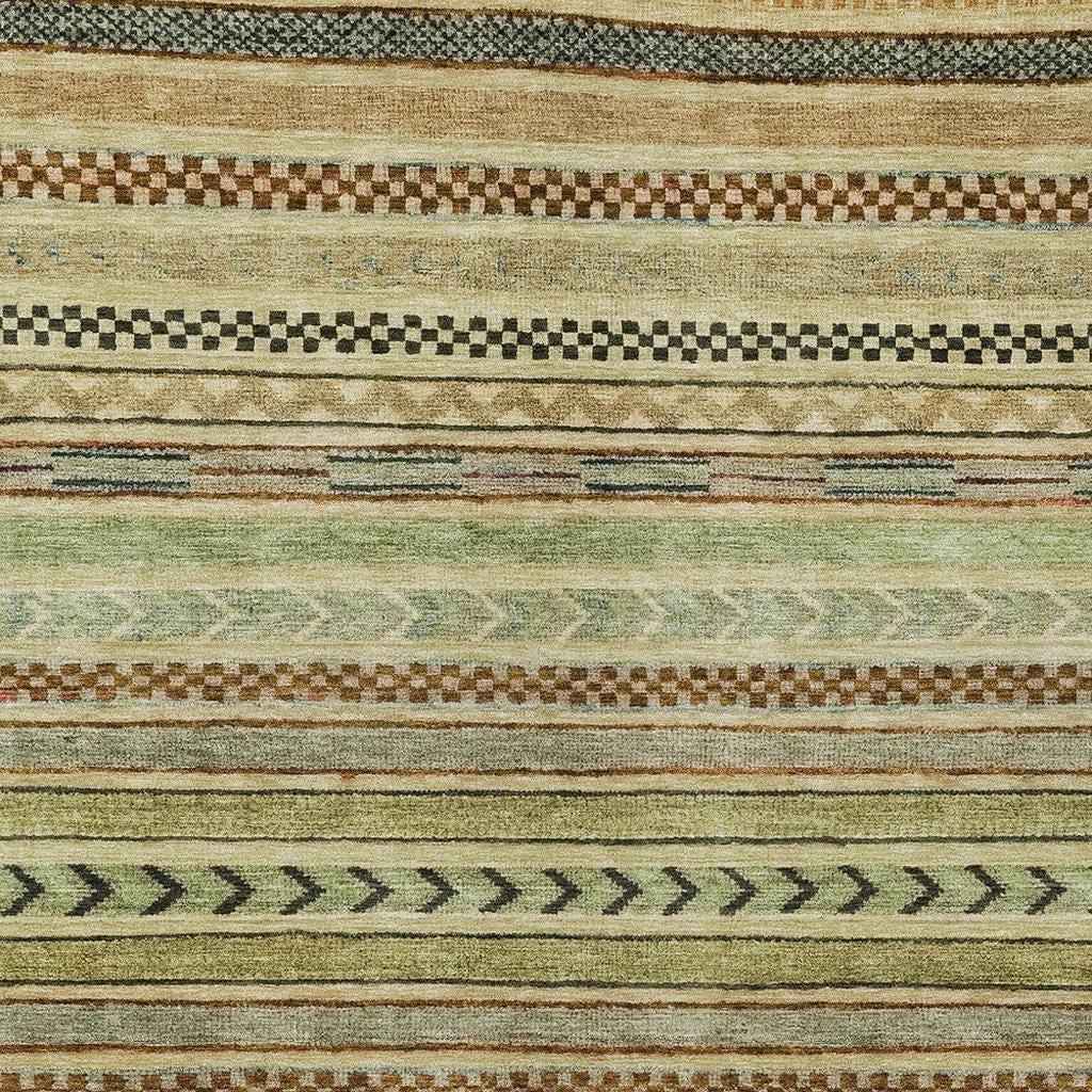 8' X 10' Beige And Taupe Striped Washable Indoor Outdoor Area Rug