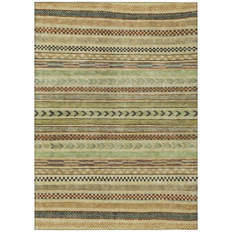 3' X 5' Beige And Taupe Striped Washable Indoor Outdoor Area Rug