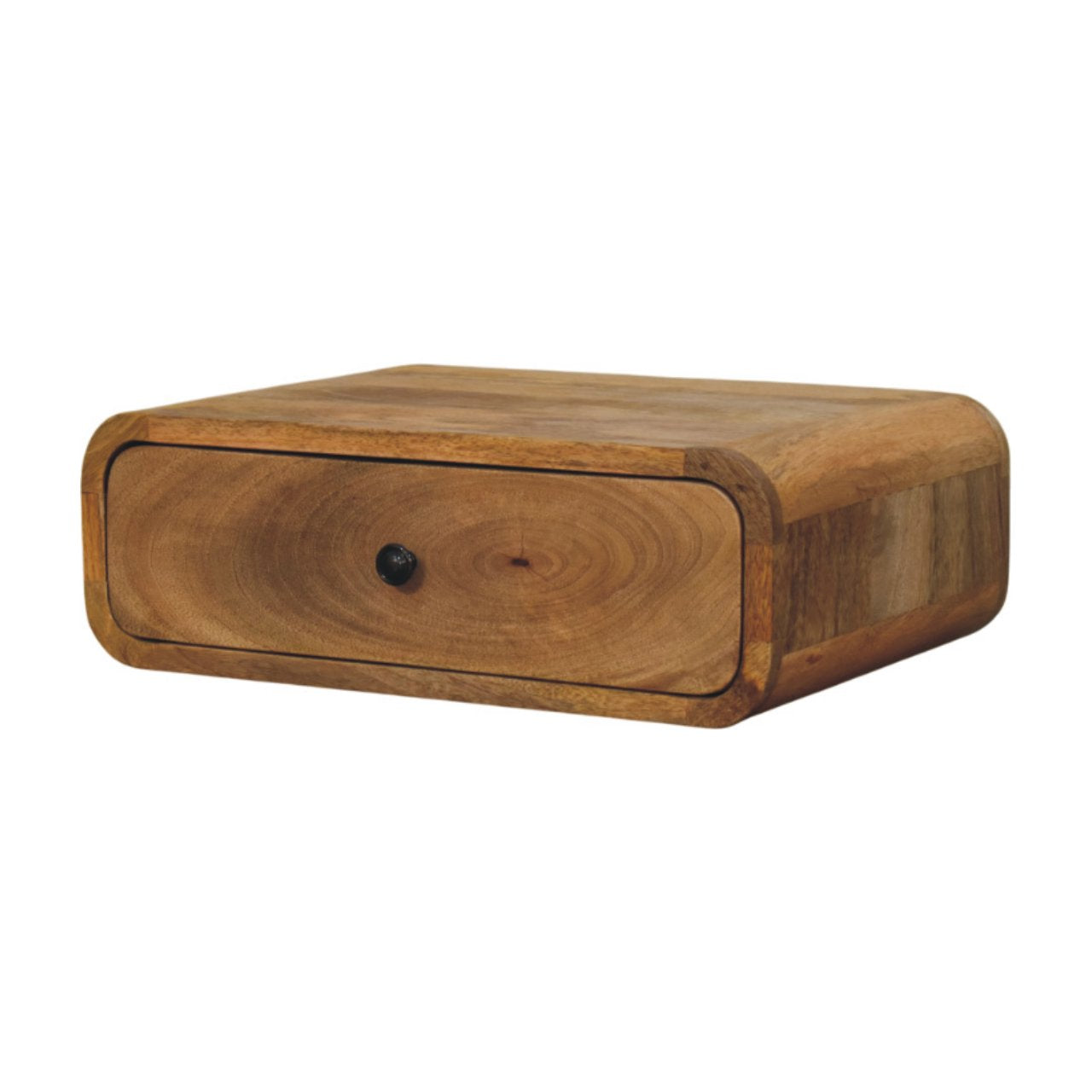 18" Oak Solid Wood Oval One Drawer Floating Nightstand