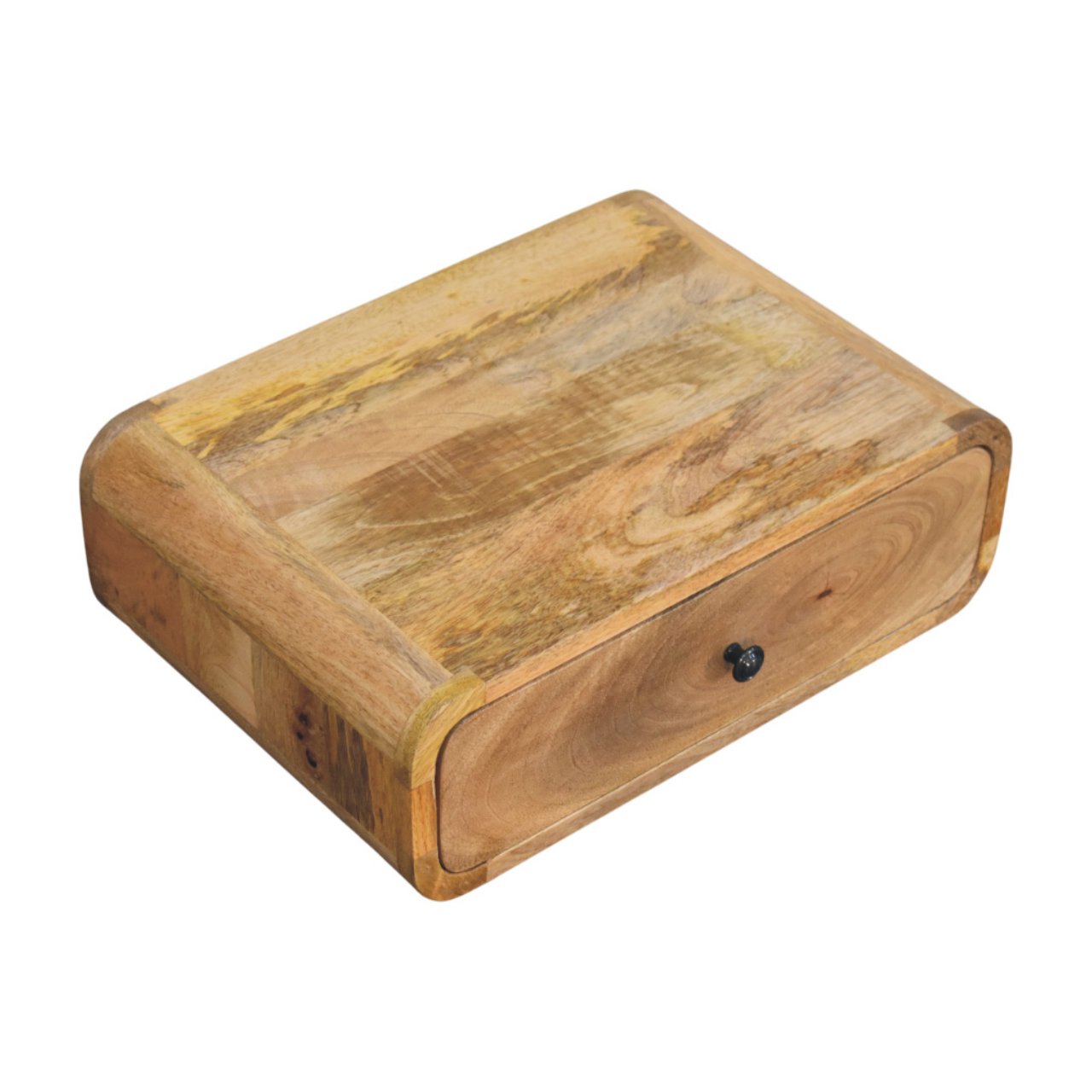 18" Oak Solid Wood Oval One Drawer Floating Nightstand