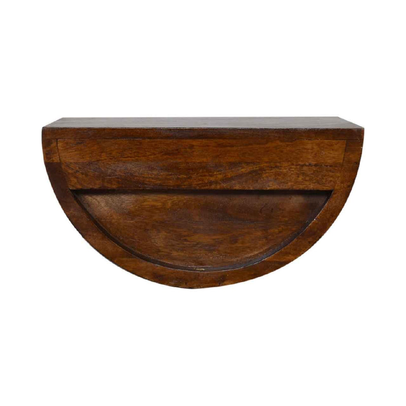 18" Chestnut Solid Wood One Drawer Half Moon Floating Nightstand