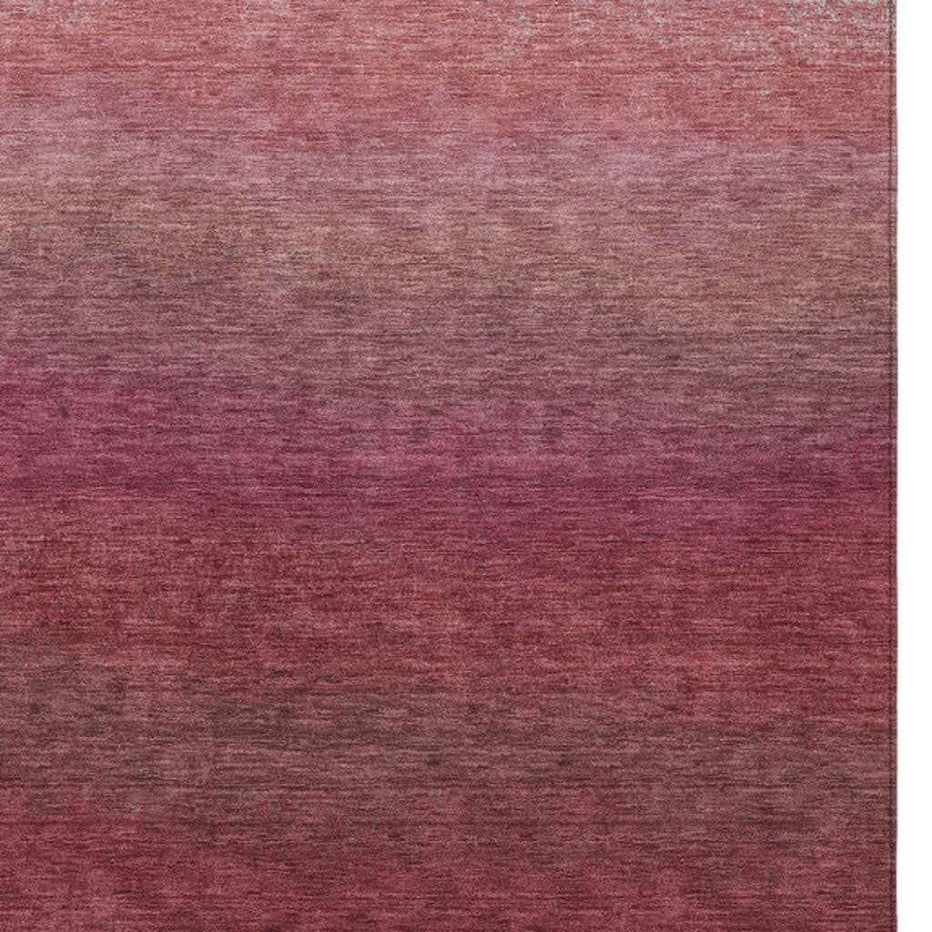 10' X 14' Red And Blush Ombre Washable Indoor Outdoor Area Rug