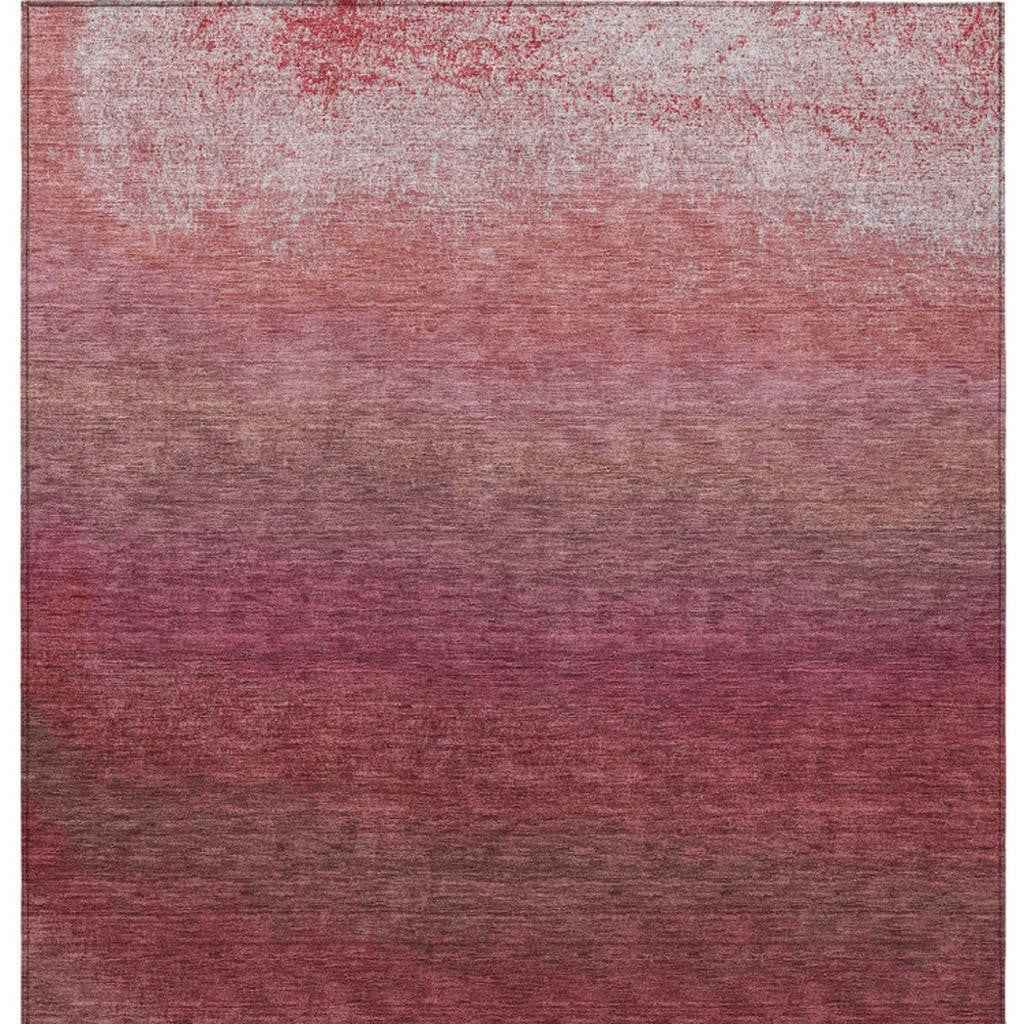 10' X 14' Red And Blush Ombre Washable Indoor Outdoor Area Rug