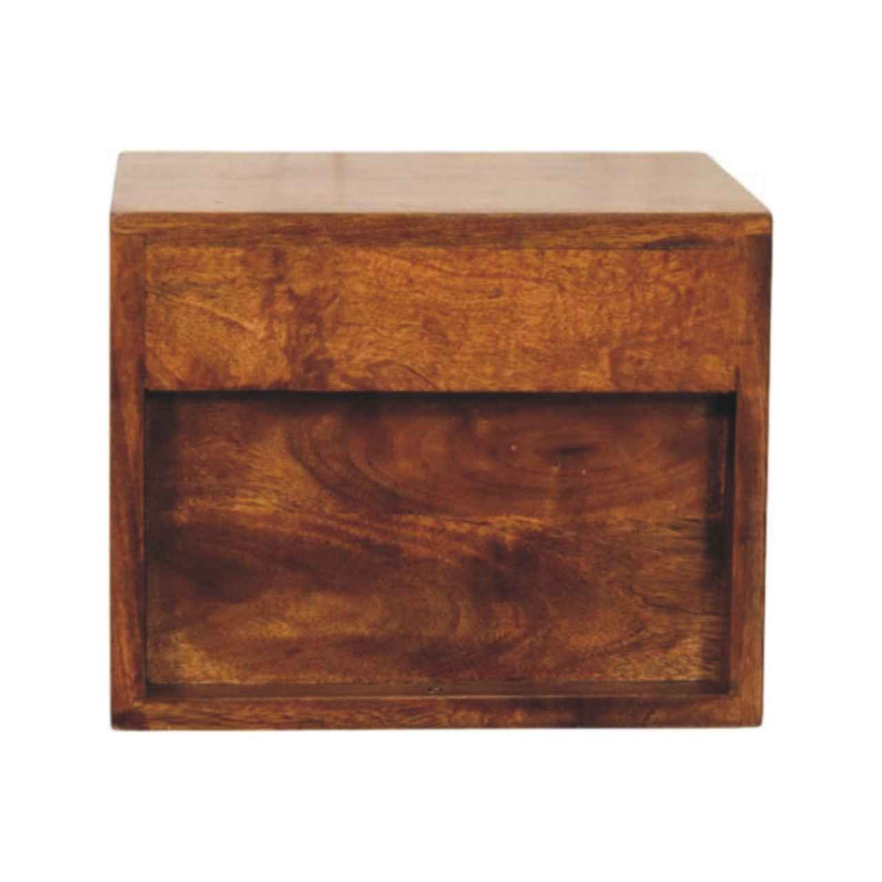 12" Chestnut Solid Wood Two Drawer Floating Nightstand