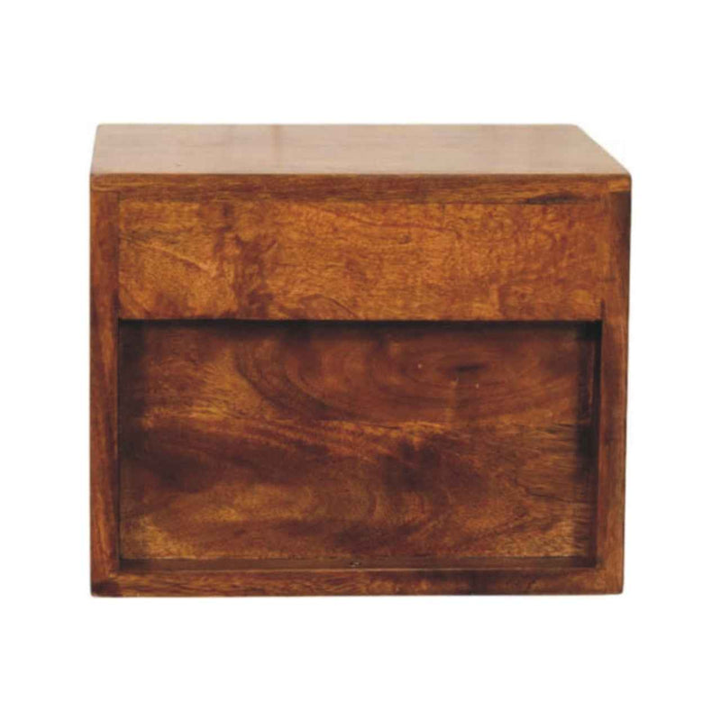 12" Chestnut Solid Wood Two Drawer Floating Nightstand