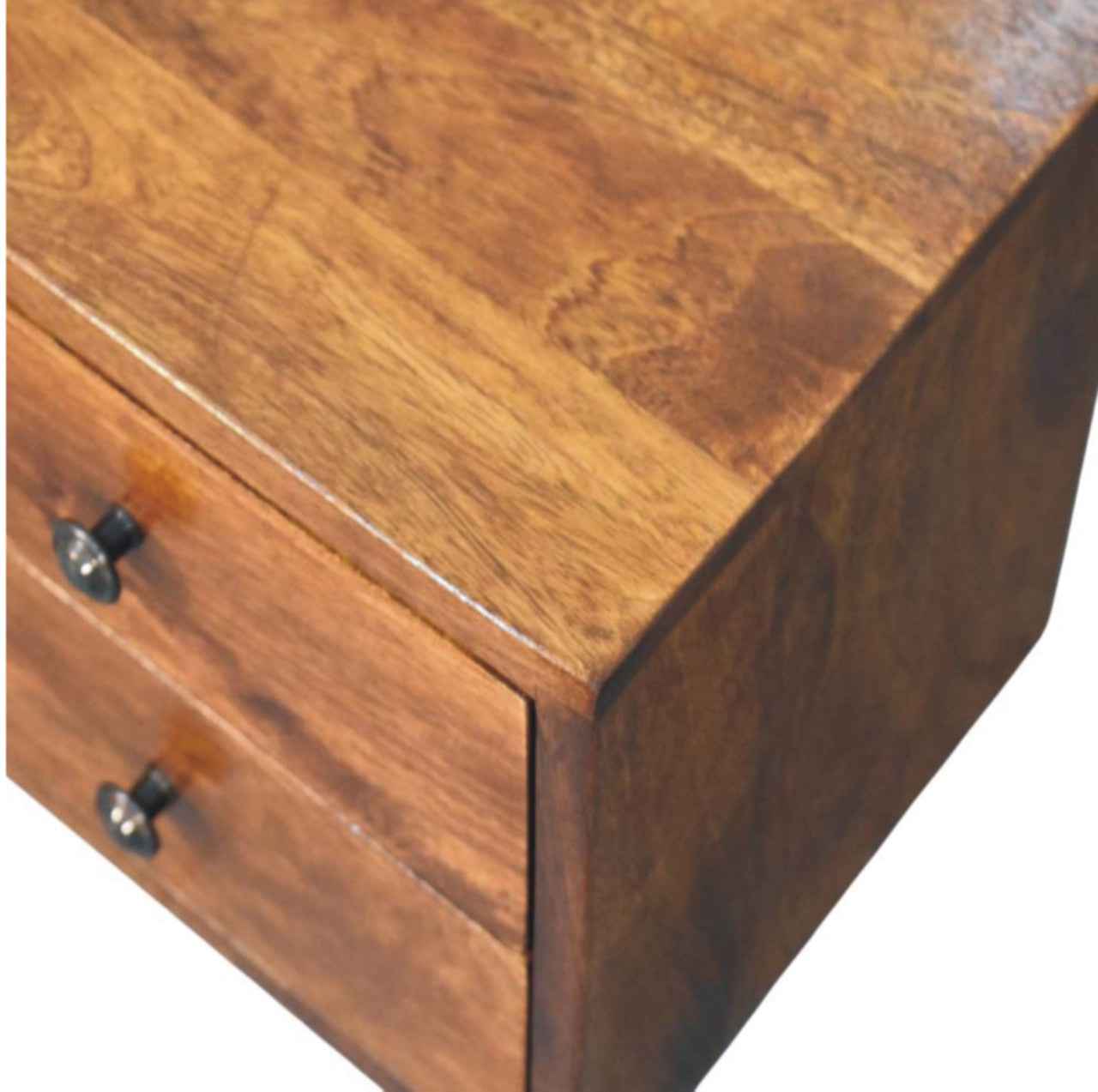12" Chestnut Solid Wood Two Drawer Floating Nightstand