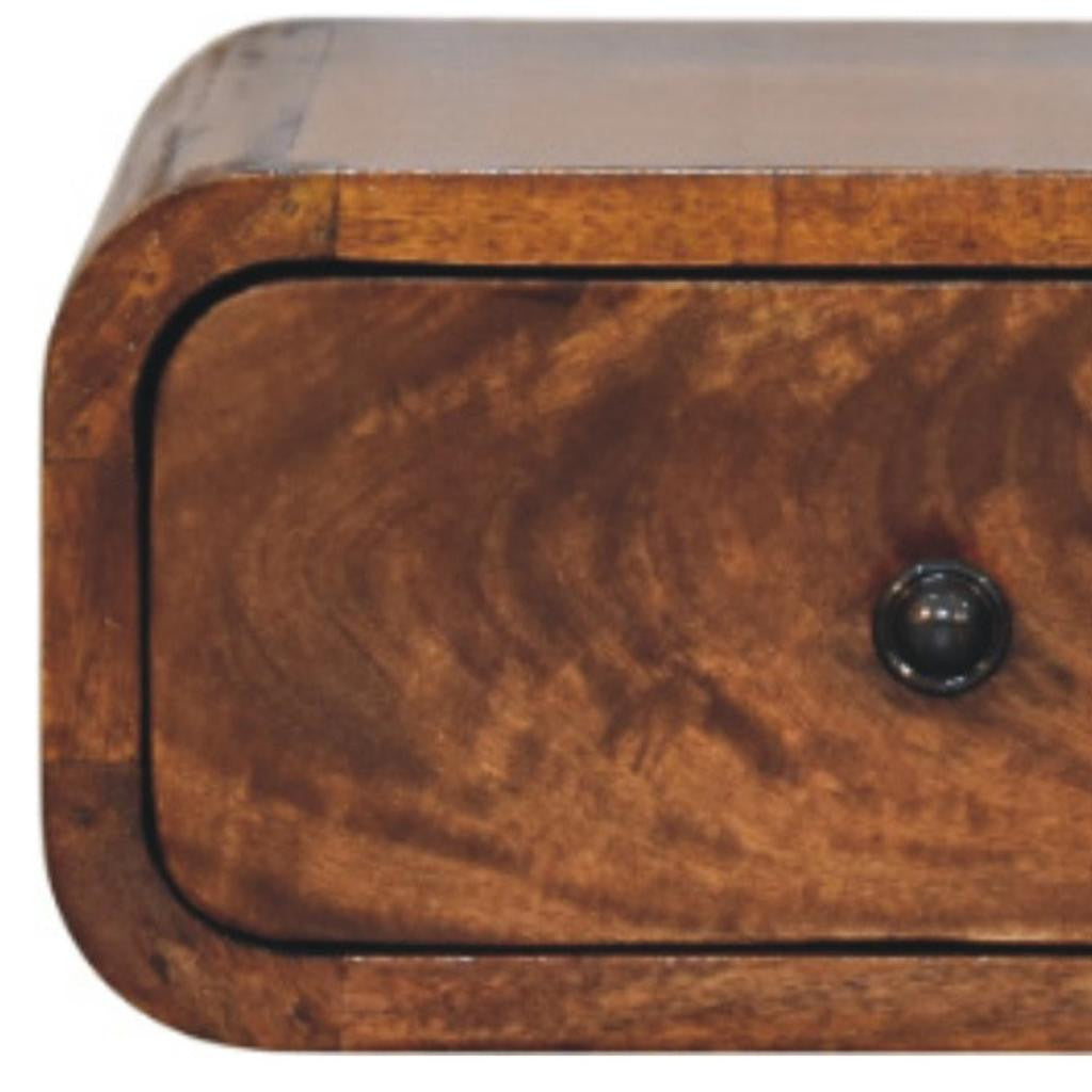 12" Chestnut Solid Wood One Drawer Floating Nightstand