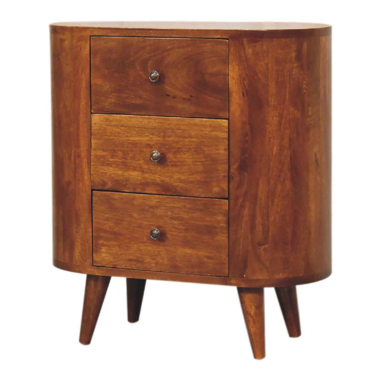 26" Chestnut Solid Wood Accent Cabinet With Two Doors And Three Drawers