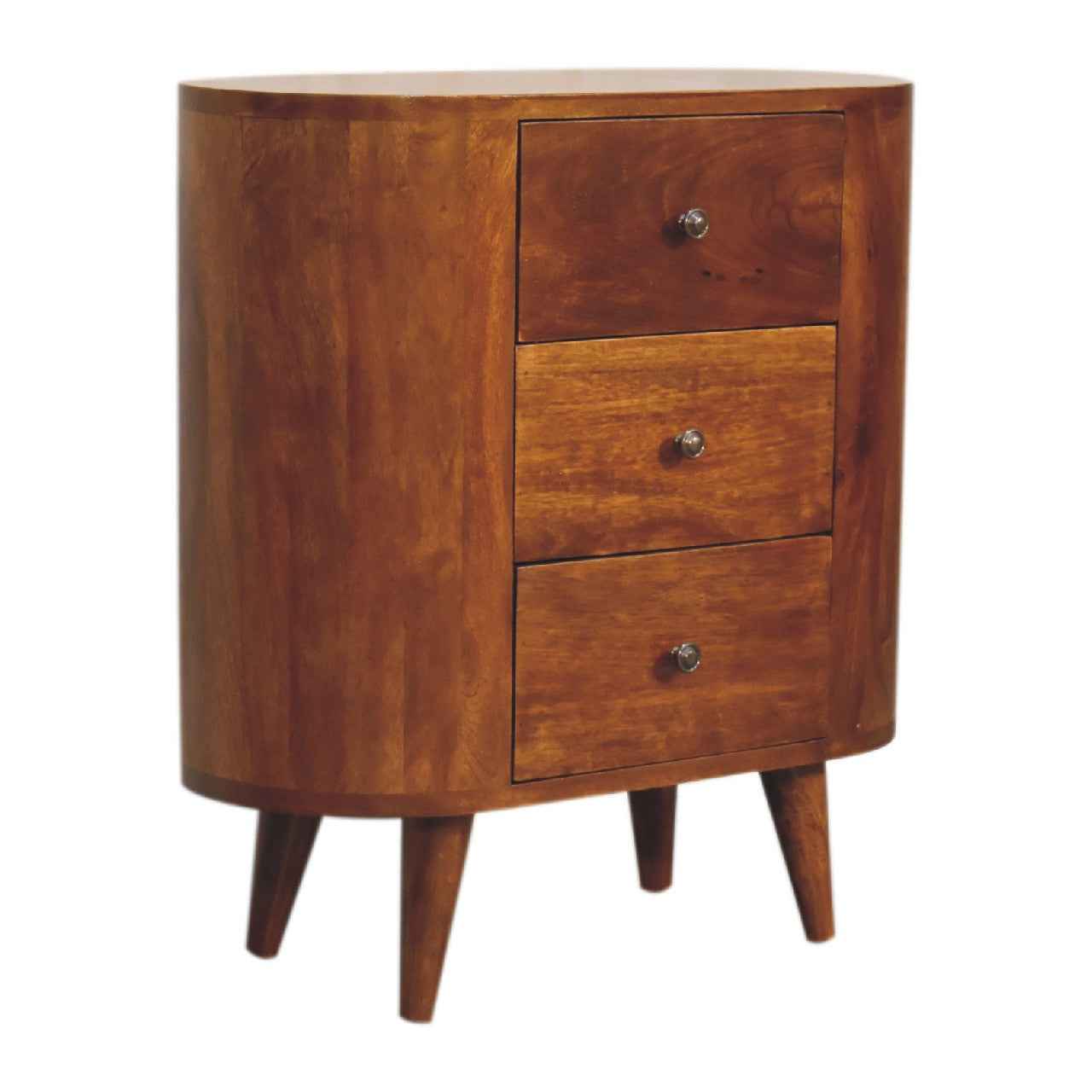 26" Chestnut Solid Wood Accent Cabinet With Two Doors And Three Drawers