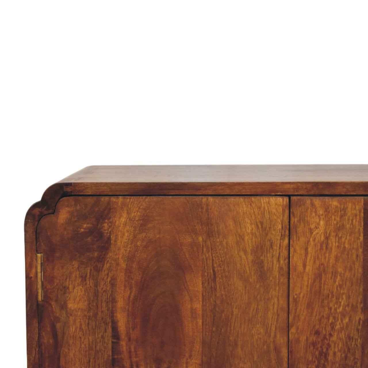 32" Chestnut Solid Wood Scallop Edge Accent Cabinet With Two Doors