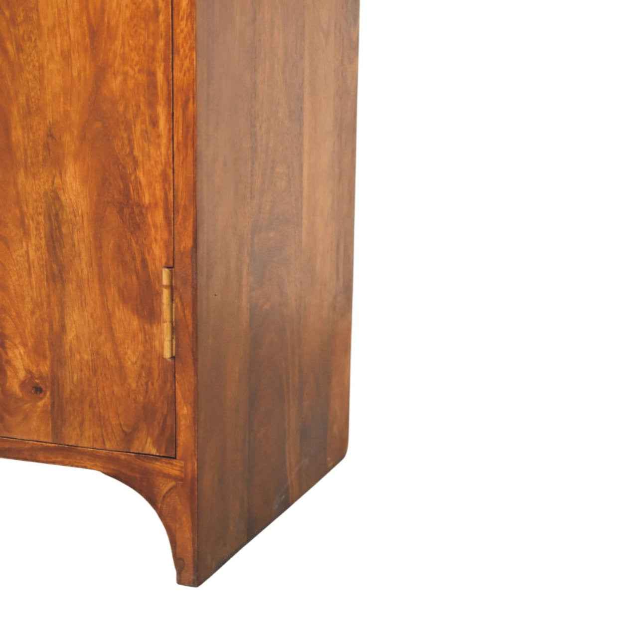 32" Chestnut Solid Wood Scallop Edge Accent Cabinet With Two Doors