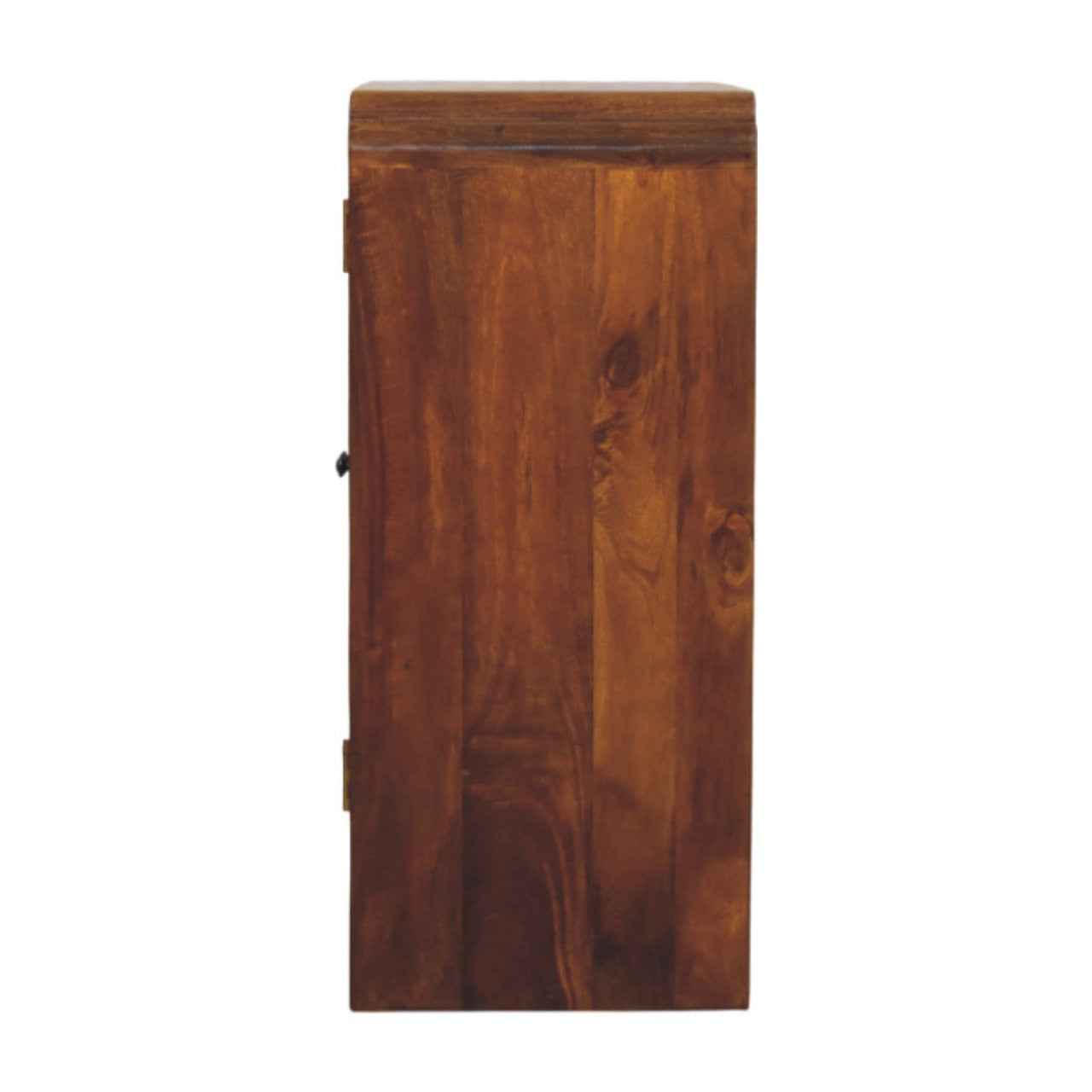 32" Chestnut Solid Wood Scallop Edge Accent Cabinet With Two Doors