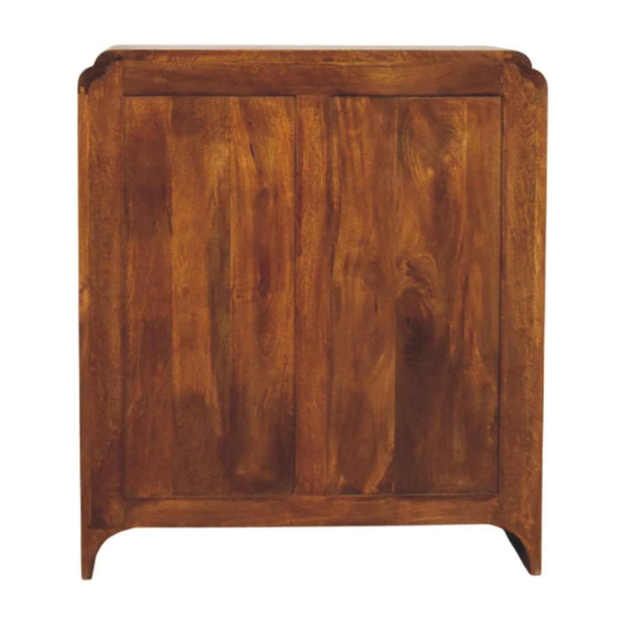 32" Chestnut Solid Wood Scallop Edge Accent Cabinet With Two Doors