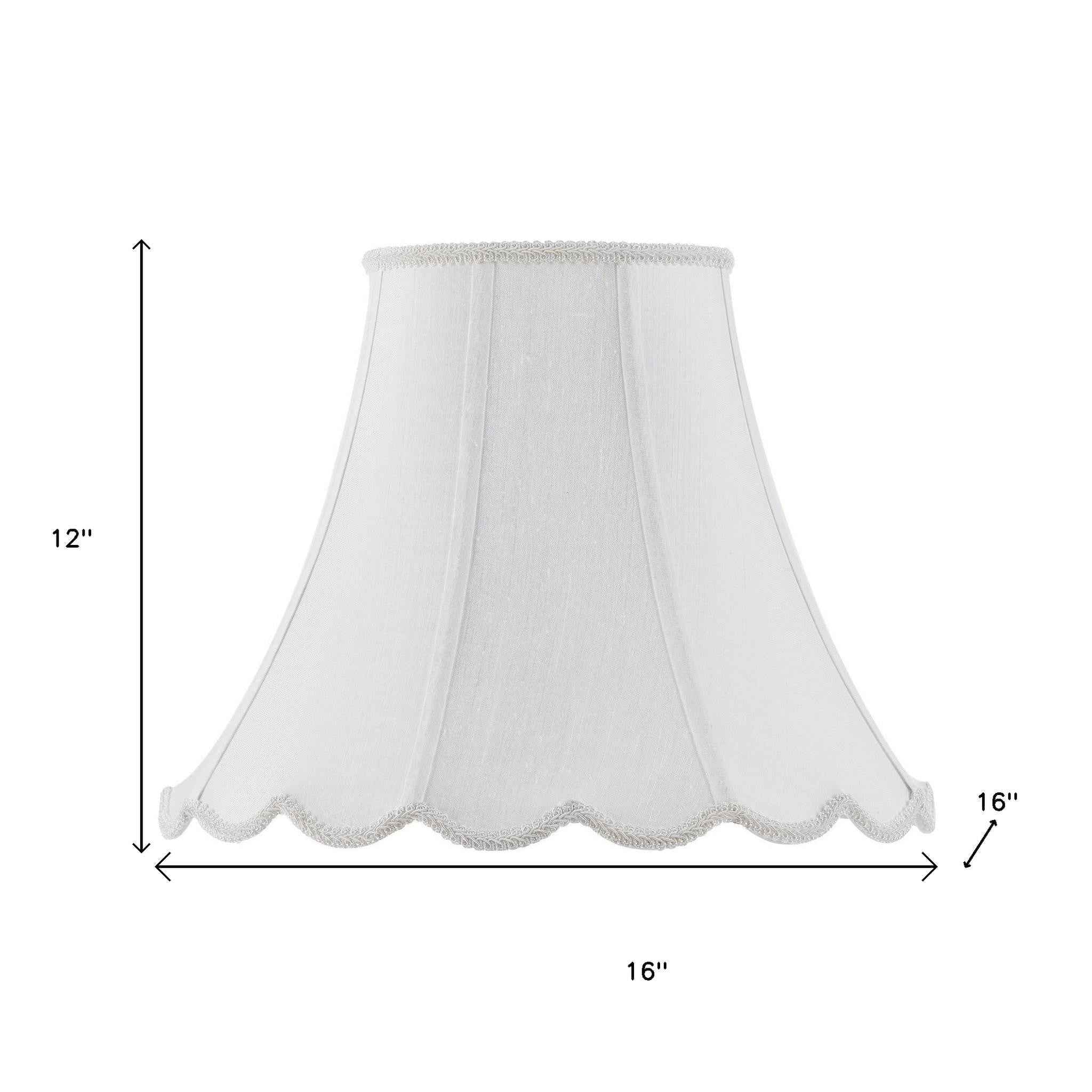 White Linen Piped Bell Lamp Shade