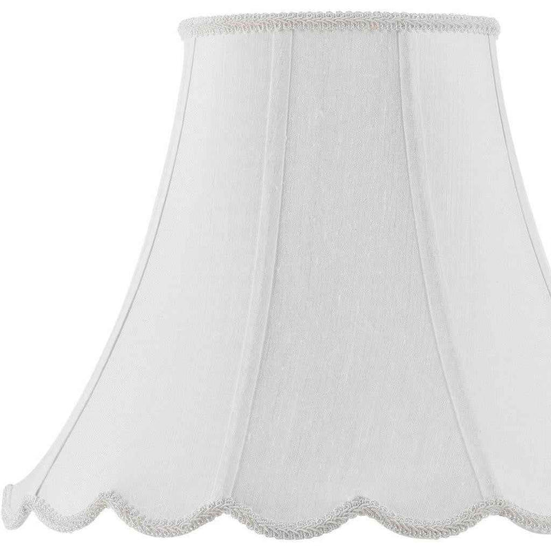 White Linen Piped Bell Lamp Shade