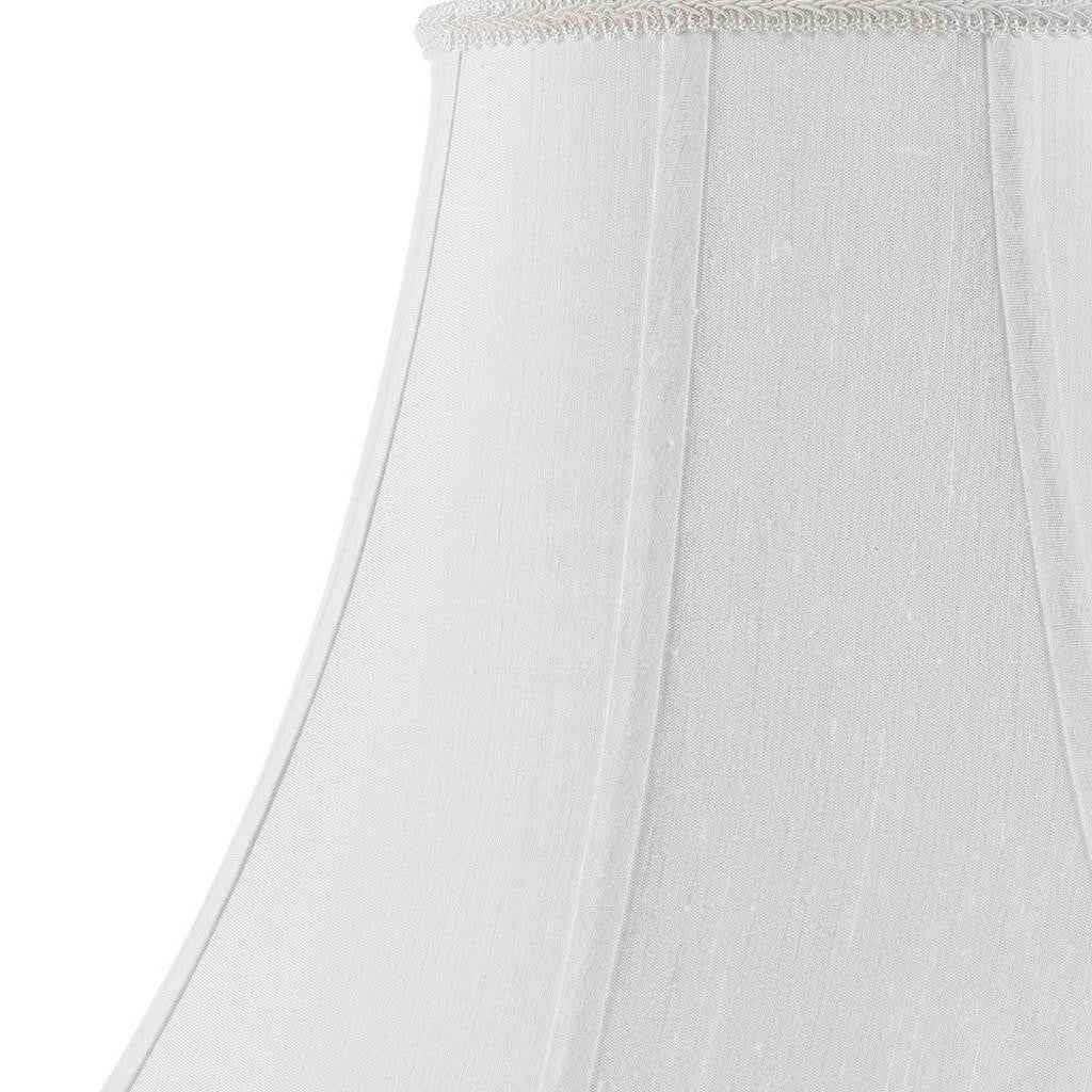 White Linen Piped Bell Lamp Shade