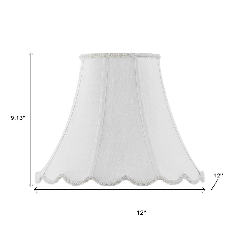 White Linen Piped Bell Lamp Shade