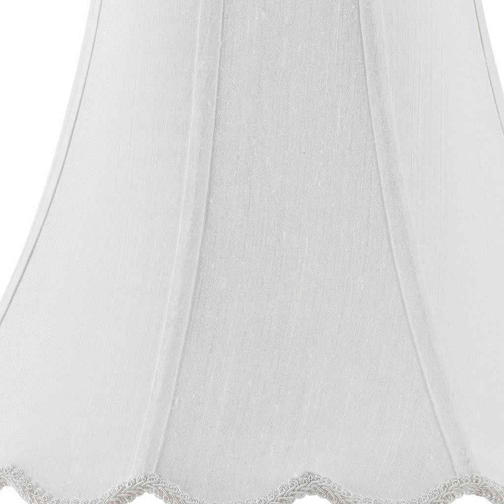 White Linen Piped Bell Lamp Shade