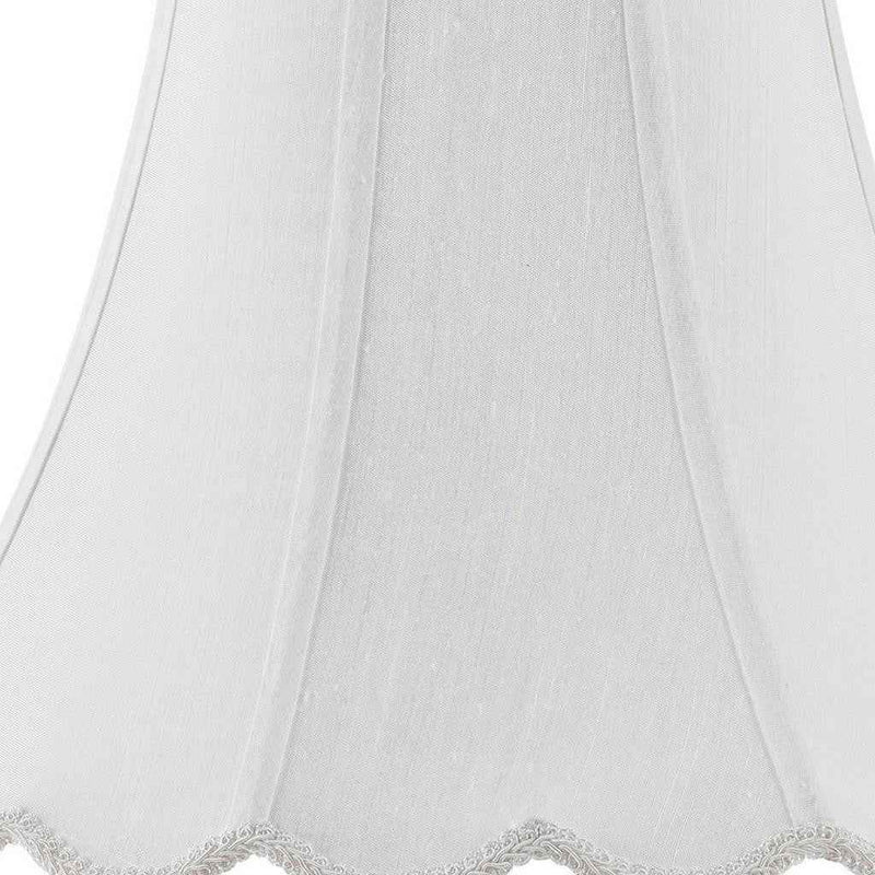 White Linen Piped Bell Lamp Shade