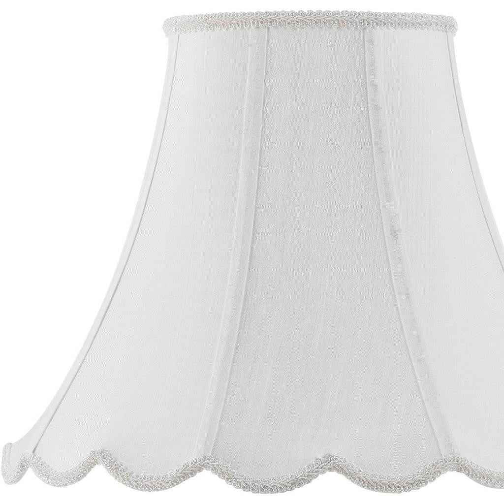 White Linen Piped Bell Lamp Shade