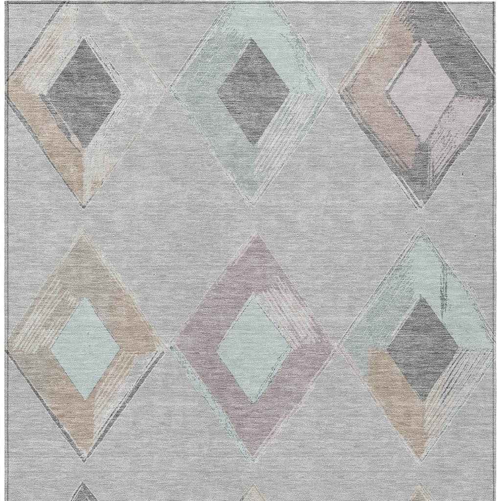 8' X 10' Gray Beige And Taupe Geometric Washable Indoor Outdoor Area Rug