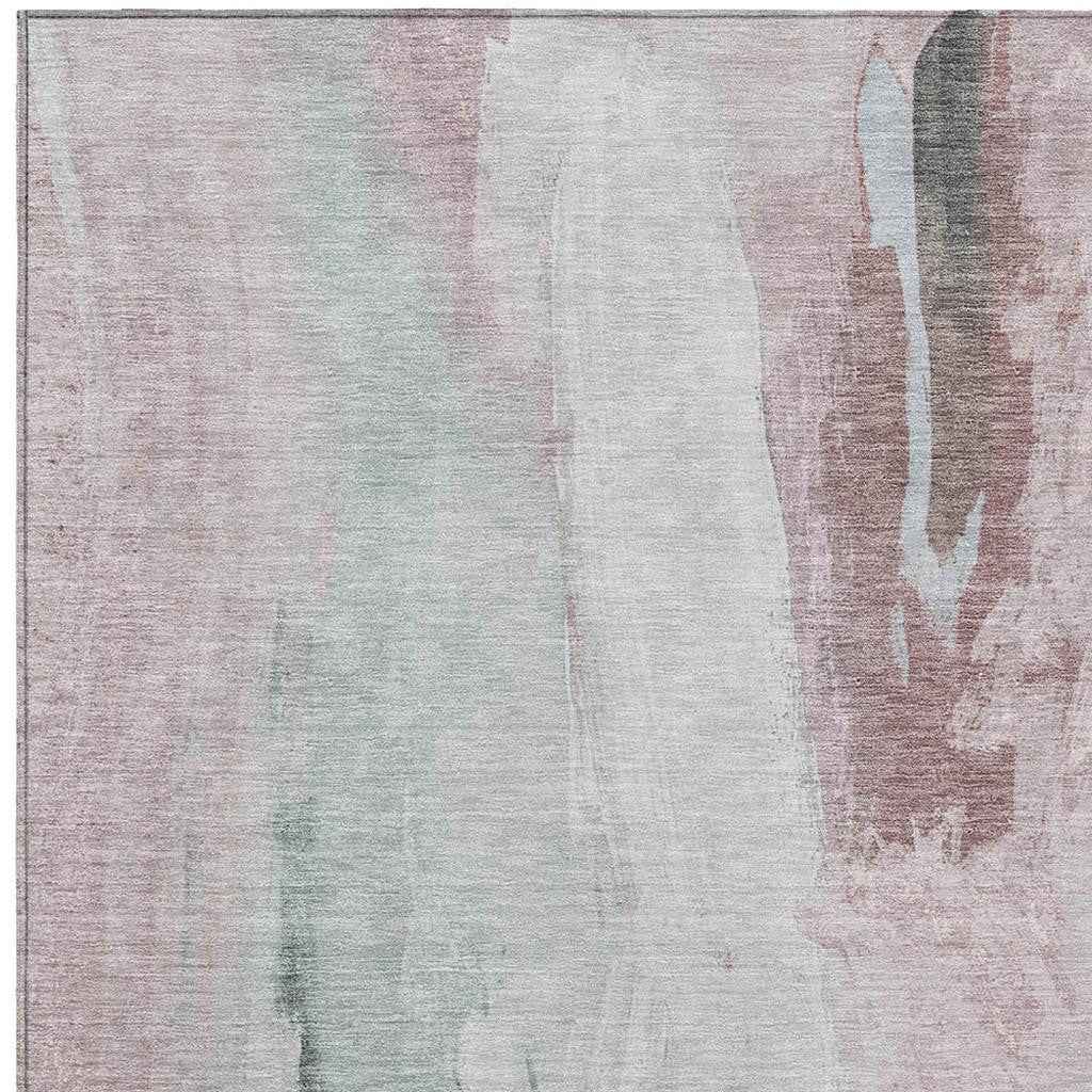 9' X 12' Blush And Gray Abstract Washable Indoor Outdoor Area Rug