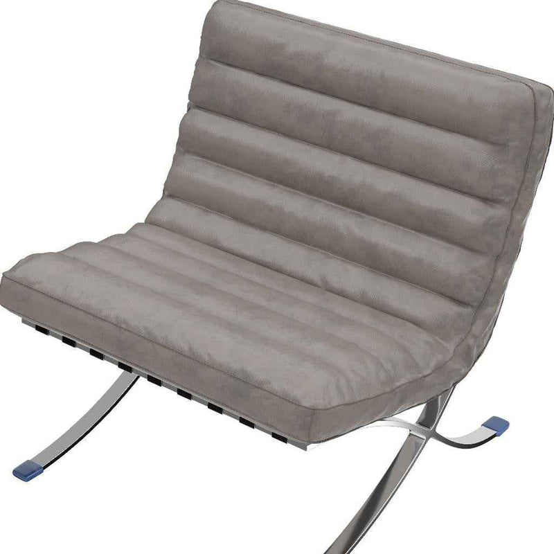 29" Gray and Silver Tufted Leather and Upholstered Folding Lounge Chair