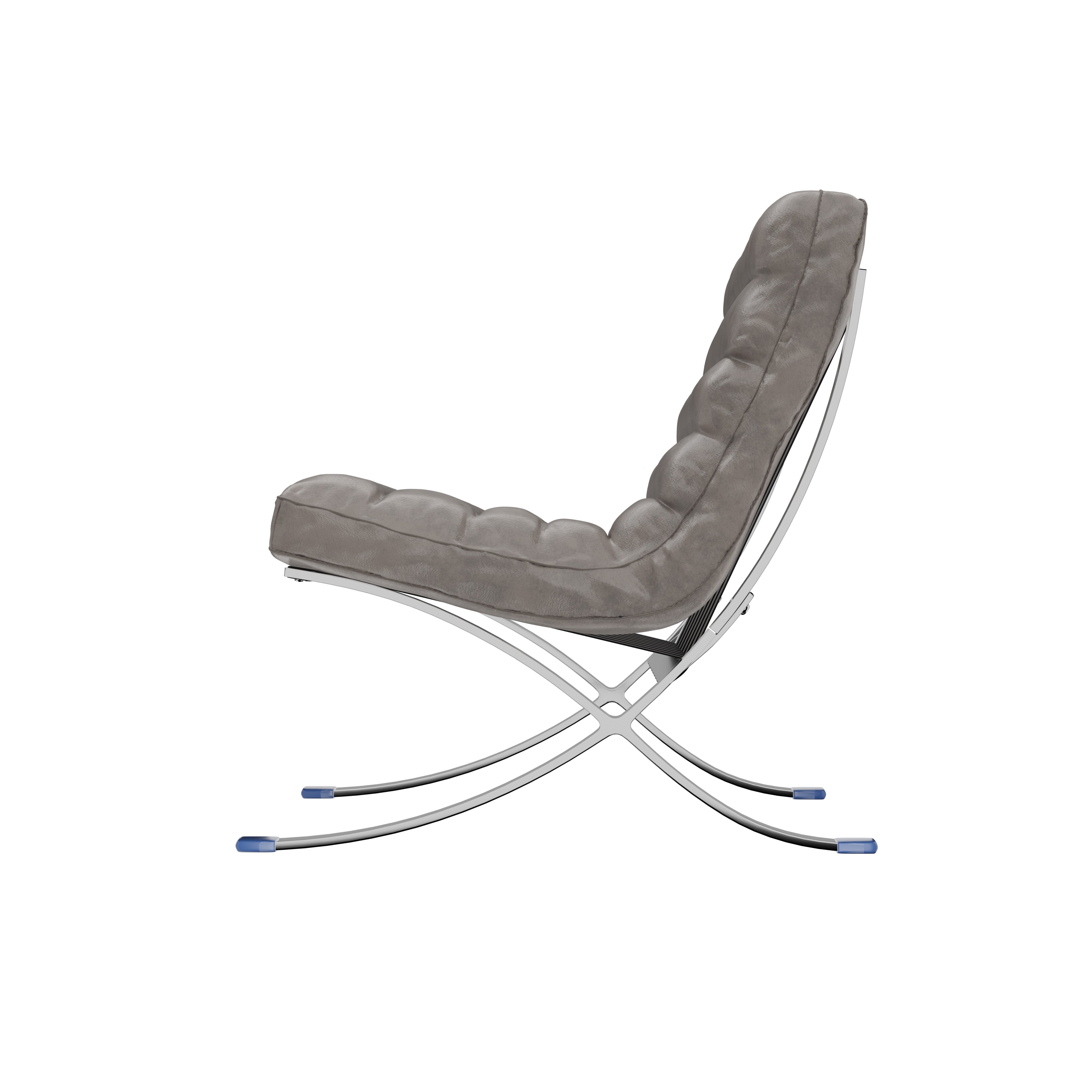 29" Gray and Silver Tufted Leather and Upholstered Folding Lounge Chair - GreatEagleInc