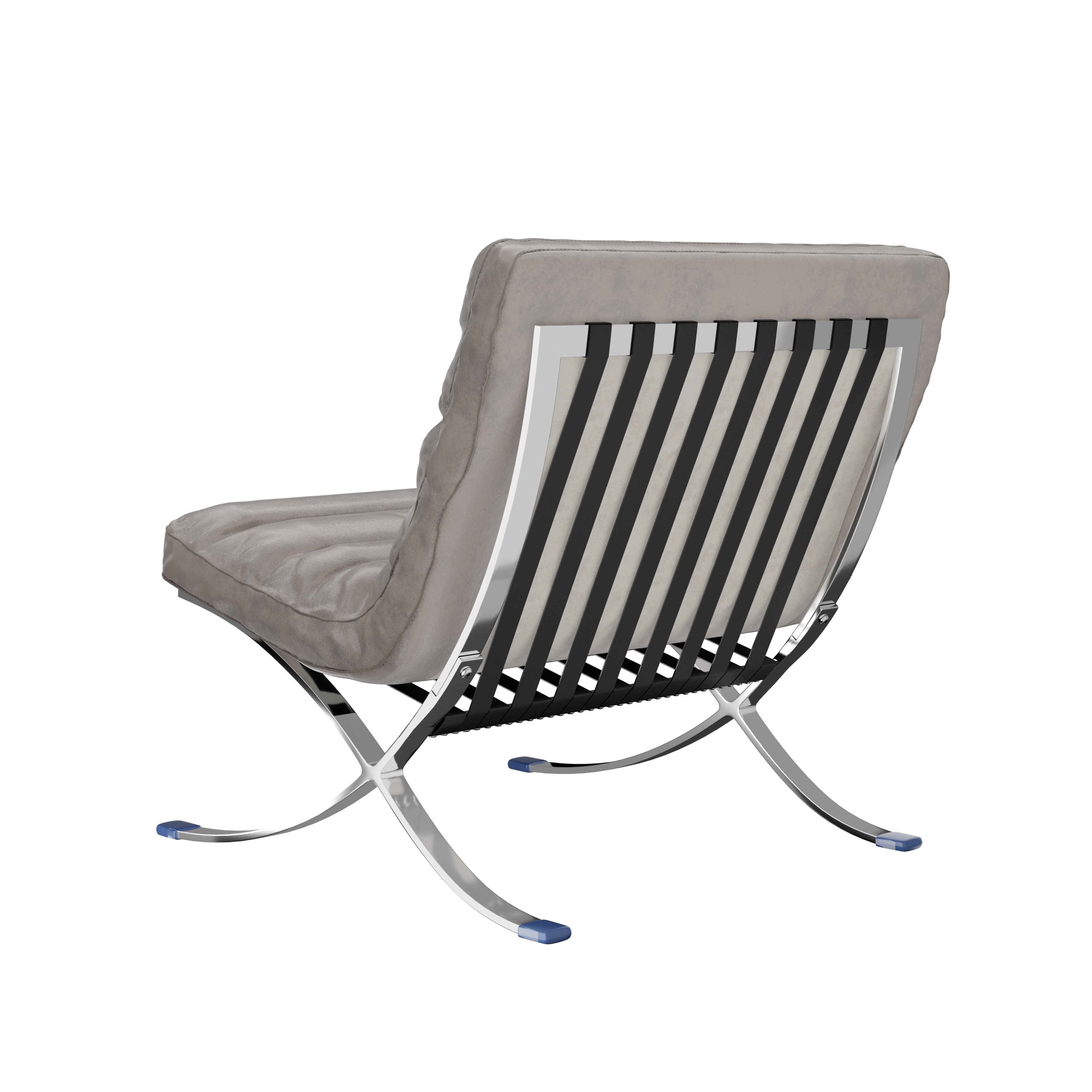 29" Gray and Silver Tufted Leather and Upholstered Folding Lounge Chair