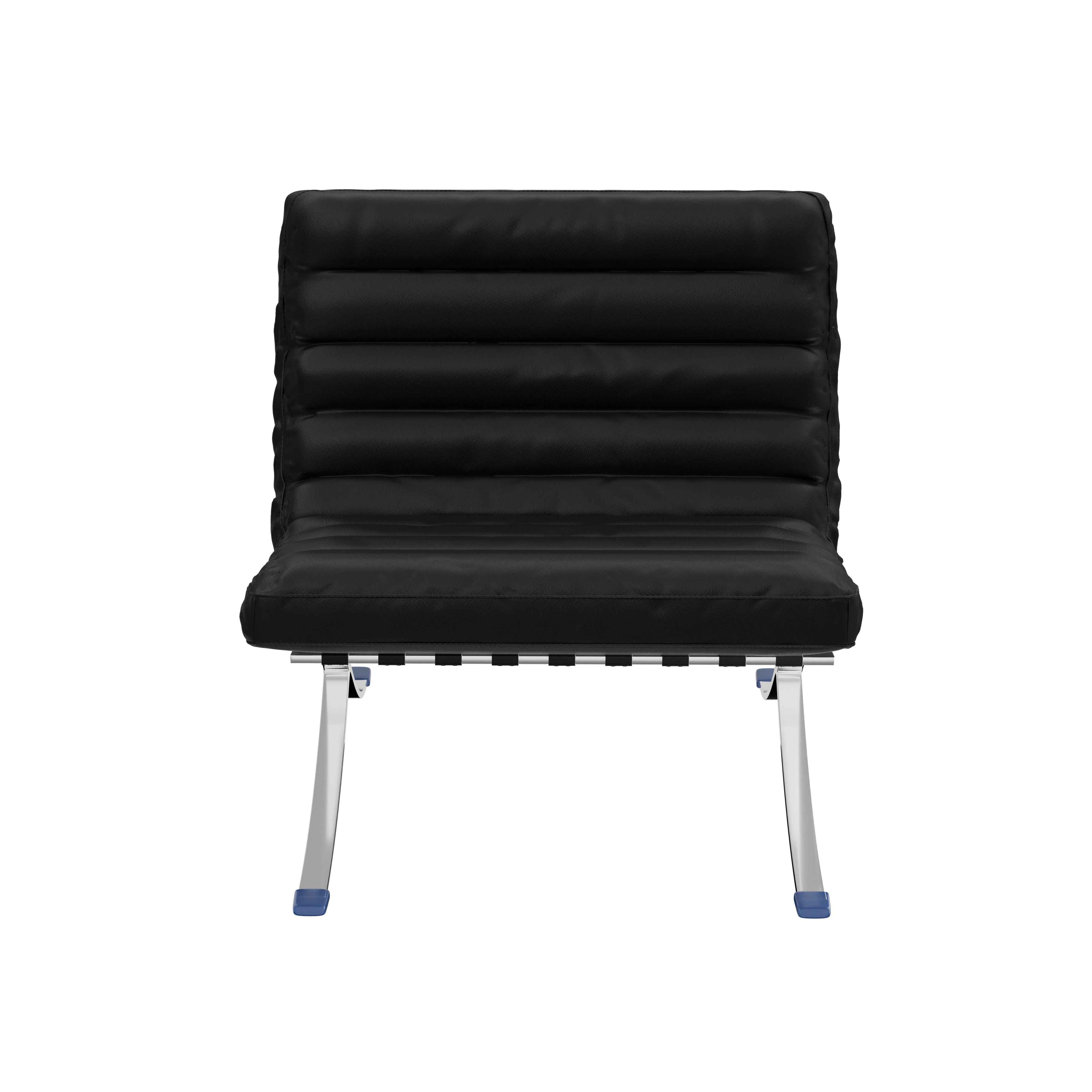 29" Black and Silver Tufted Leather and Upholstered Folding Lounge Chair
