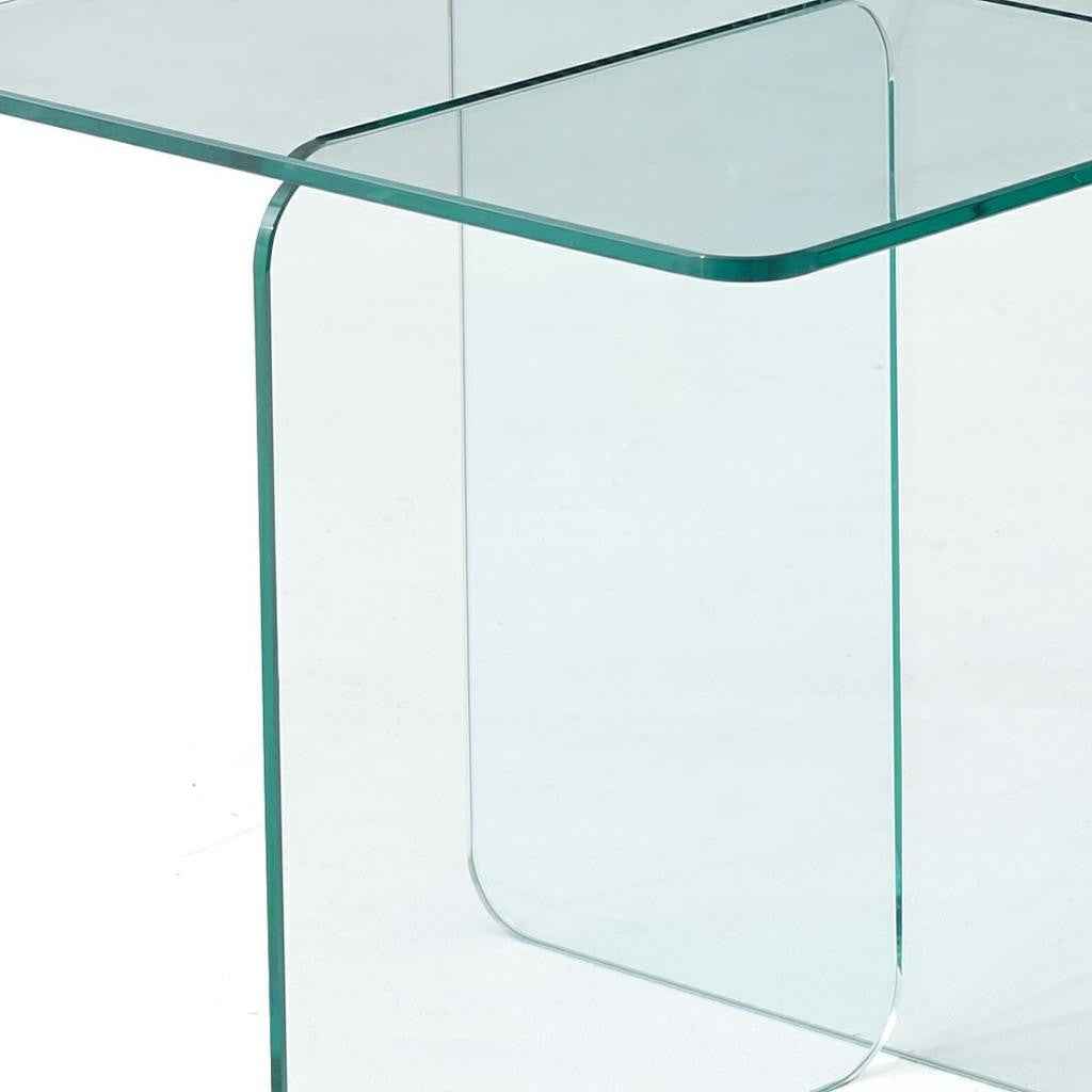 16" Clear Glass Square Cross Legs End Table