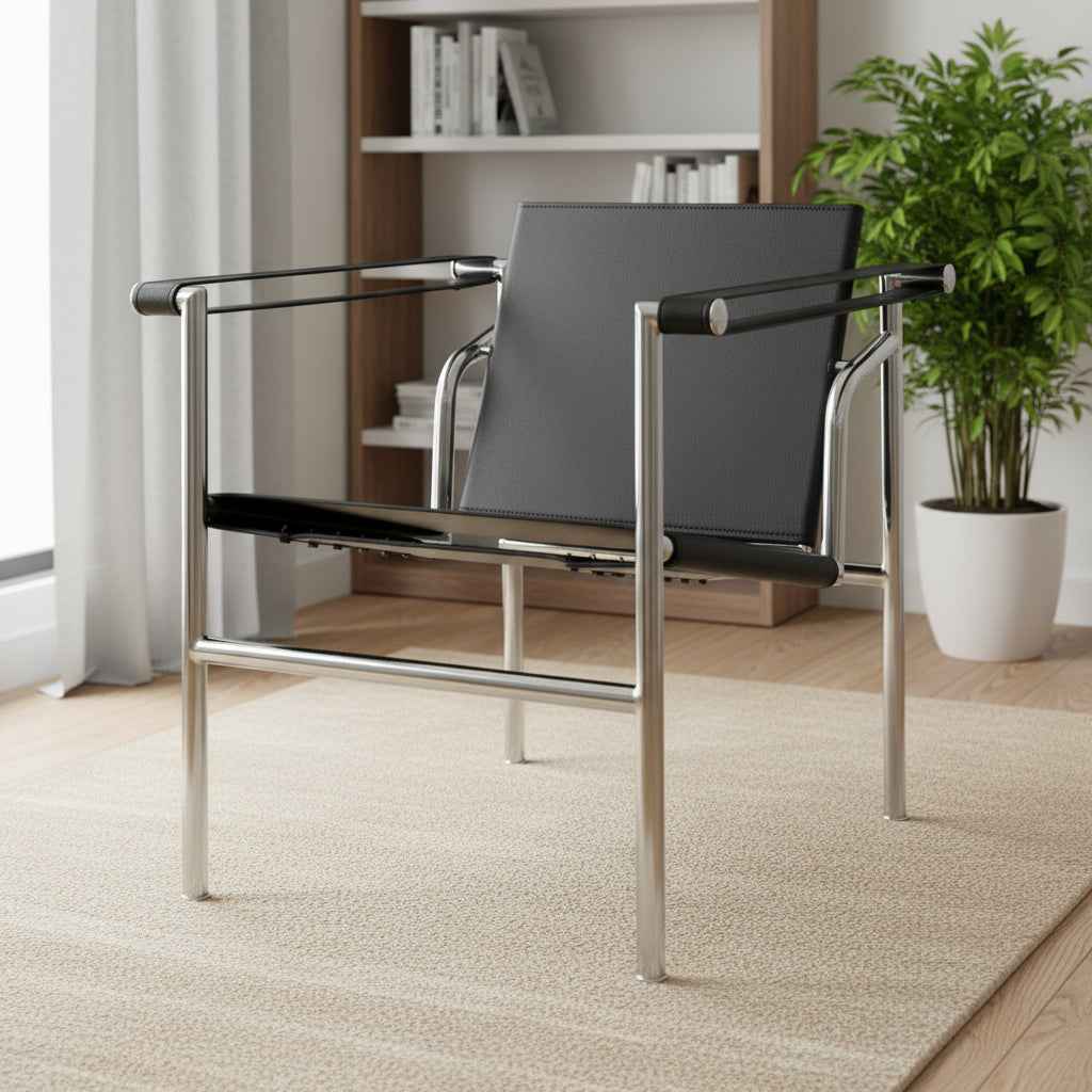 24" Silver Stainless Steel Arm Chair