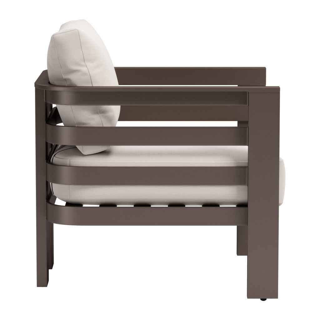 30" White Fabric and Aluminum Arm Chair