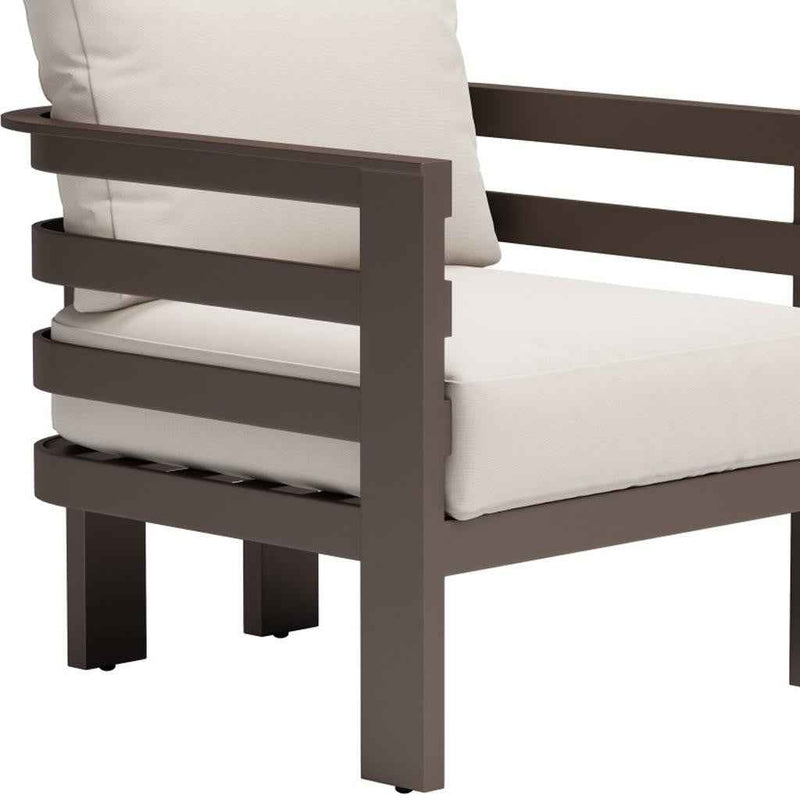 30" White Fabric and Aluminum Arm Chair