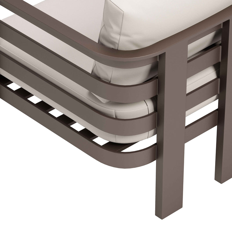 30" White Fabric and Aluminum Arm Chair