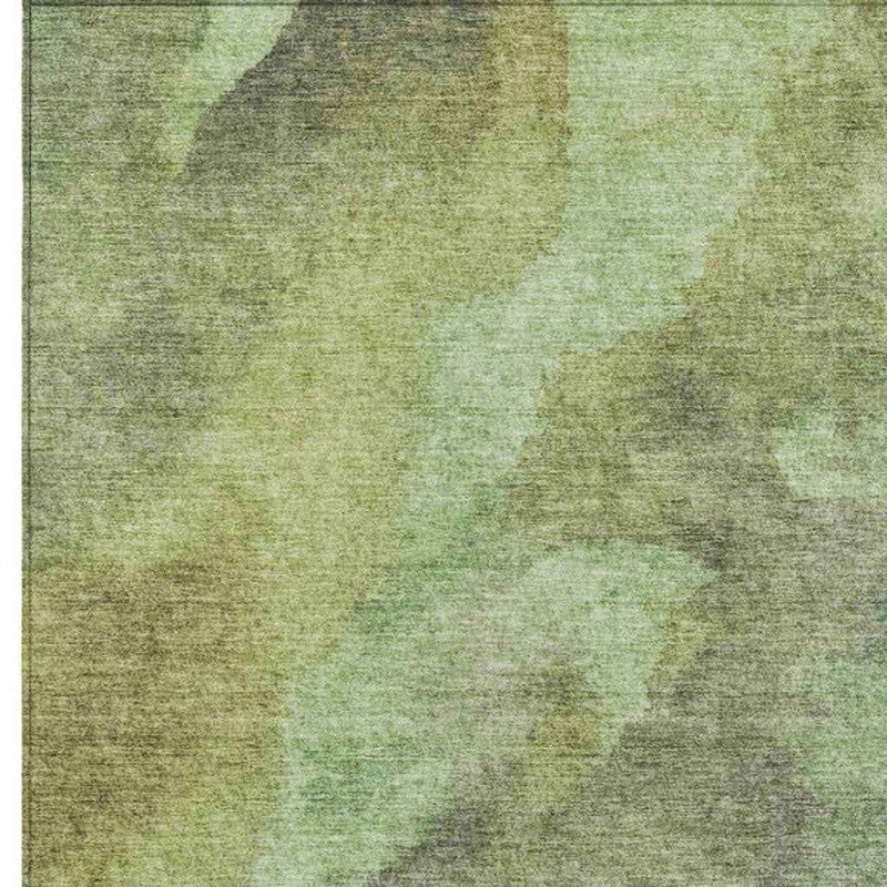 9' X 12' Green And Charcoal Abstract Washable Indoor Outdoor Area Rug