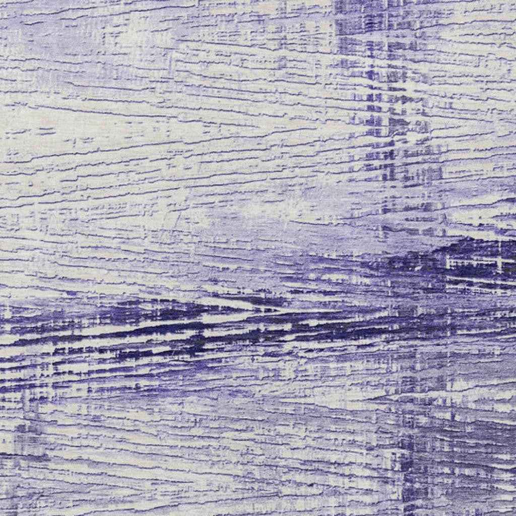 10' X 14' Lavender And Ivory Striped Washable Indoor Outdoor Area Rug